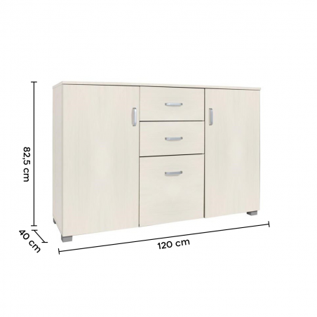 Credenza Legno 2 Ante 3 Cassetti 120x40x82cm art. 124 Madia per Soggiorno Cucina