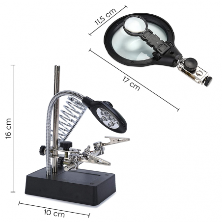 Lente d'Ingrandimento con Clip di Fissaggio e Luci Led Base di Saldatura