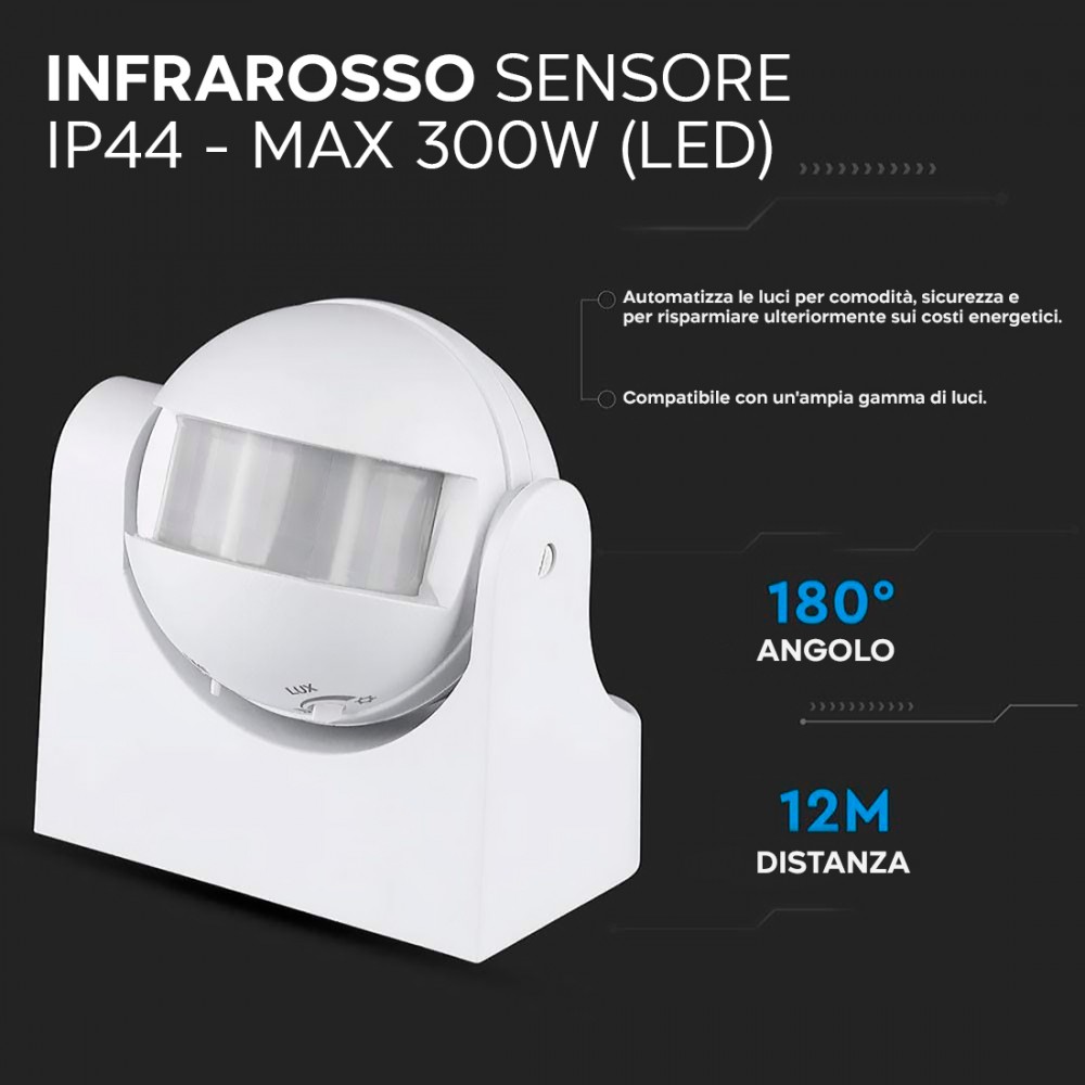 Rilevatore di Movimento Fino a 12mt Infrarossi...