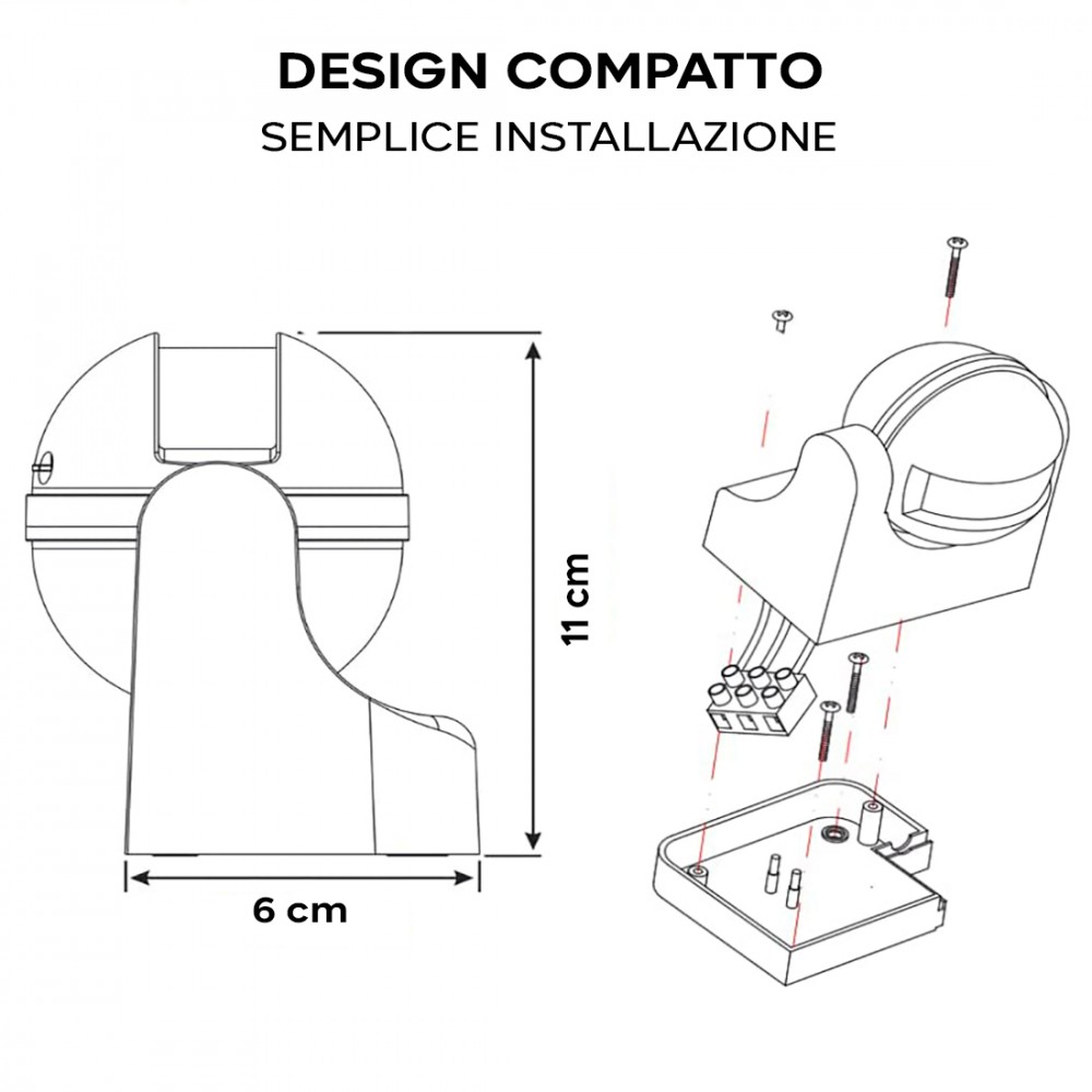 Rilevatore di Movimento Fino a 12mt Infrarossi...
