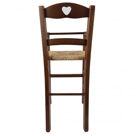 Seggiolone Sgabello per Bambini in Legno NOCE 36x36x85cm Sediolone Rustico