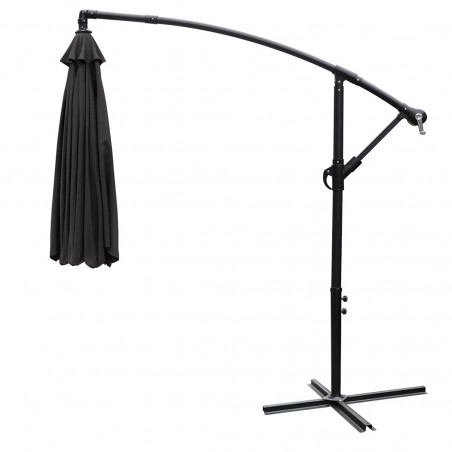 FUBUCA Spring Ombrellone GRIGIO Decentrato a Banana Tondo 3xH2,3 mt con Frangia