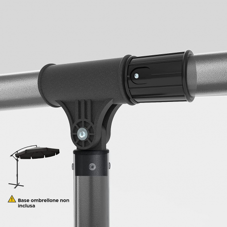 FUBUCA Spring Ombrellone GRIGIO Decentrato a Banana Tondo 3xH2,3 mt con Frangia