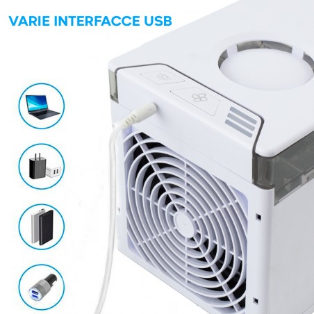 Condizionatore Portatile da Tavolo 802985 Mini Refrigerante Cromoterapia 7 LED
