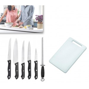 Image of Set cucina 7 pz coltelli affilacoltelli tagliere lama Staineless Steel inossidabile WELKHOME 8013546789003
