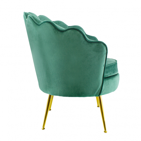 Poltrona Schienale a Conchiglia VENERE in Velluto Vintage Piedi Oro da Salotto