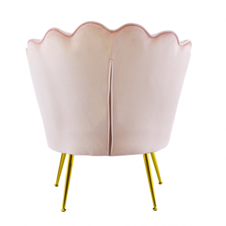 Poltrona Schienale a Conchiglia VENERE in Velluto Vintage Piedi Oro da Salotto