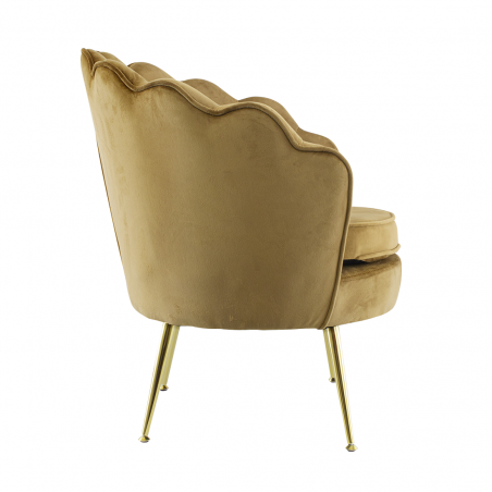 Poltrona Schienale a Conchiglia VENERE in Velluto Vintage Piedi Oro da Salotto