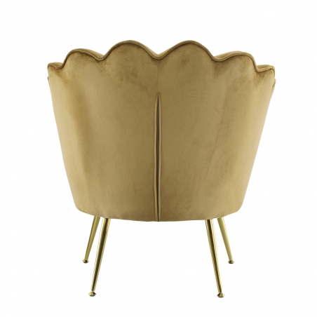 Poltrona Schienale a Conchiglia VENERE in Velluto Vintage Piedi Oro da Salotto