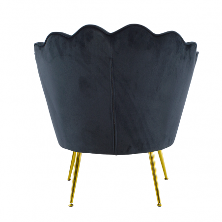 Poltrona Schienale a Conchiglia VENERE in Velluto Vintage Piedi Oro da Salotto