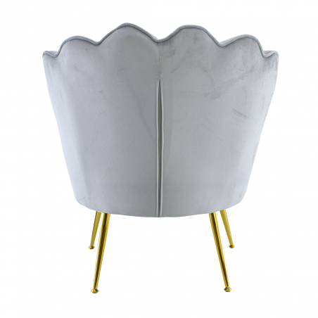 Poltrona Schienale a Conchiglia VENERE in Velluto Vintage Piedi Oro da Salotto