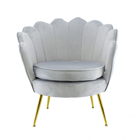 Poltrona Schienale a Conchiglia VENERE in Velluto Vintage Piedi Oro da Salotto
