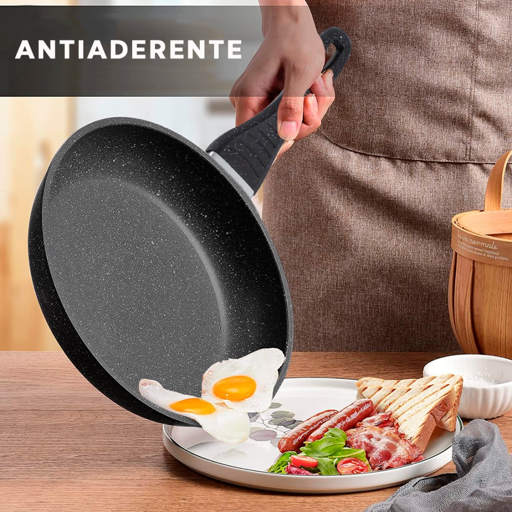 Set Padelle 7pz NERE in pietra vulcanica...