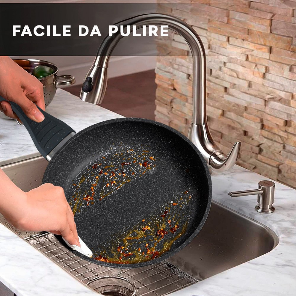 Set Padelle 7pz NERE in pietra vulcanica...