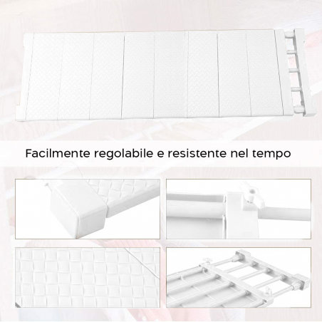 Mensola Estensibile Per Armadi 35x72.5cm Scaffale Telescopico Per Mobili