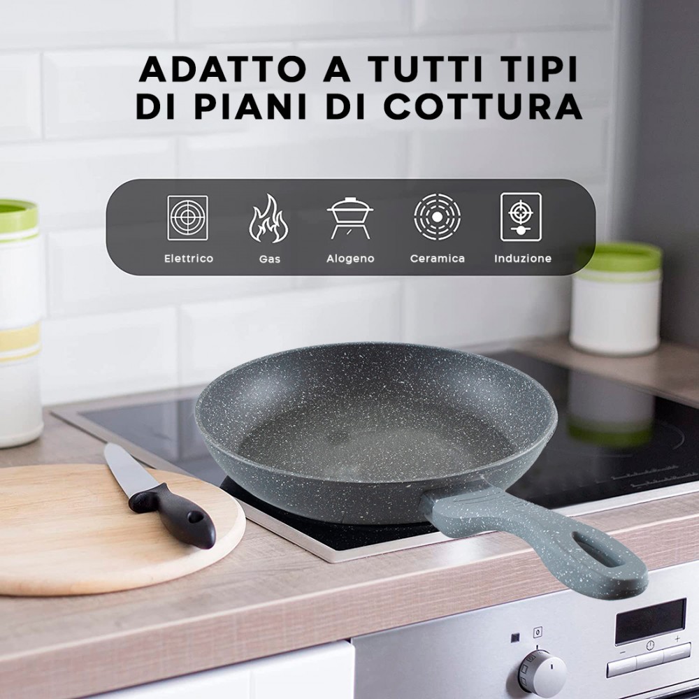 Set Padelle 7pz GRIGIE in pietra vulcanica...