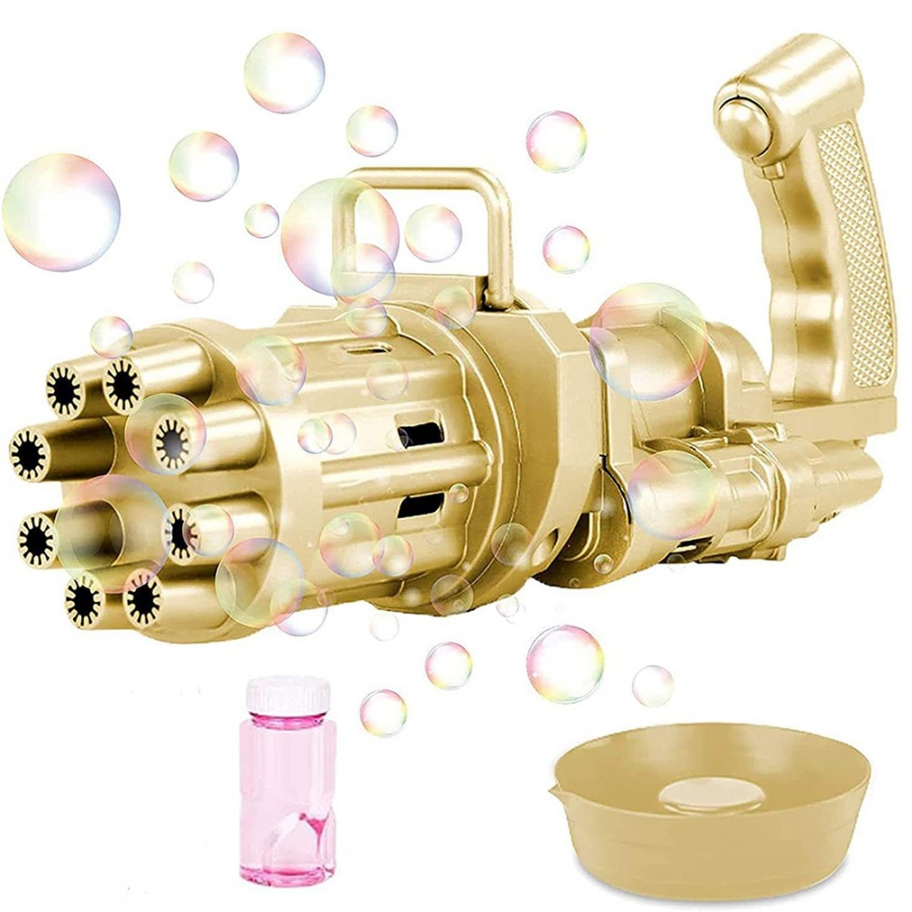 Pistola Bolle di Sapone Automatica Bubble Gun Macchina Sparabolle a Batterie Oro