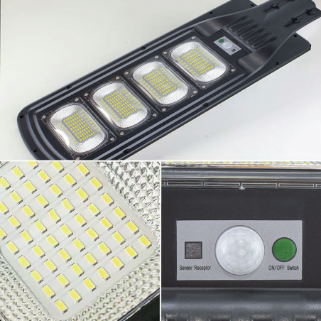 Lampione Stradale 095002 Ricarica Solare 200W Sensore di Movimento e Telecomando