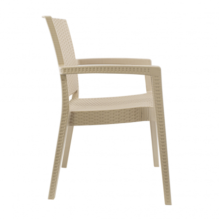 Set 2 Sedie NARCISO in Resina Effetto Rattan da Esterno Braccioli Impilabile