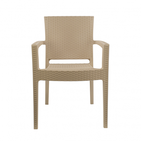 Set 2 Sedie NARCISO in Resina Effetto Rattan da Esterno Braccioli Impilabile