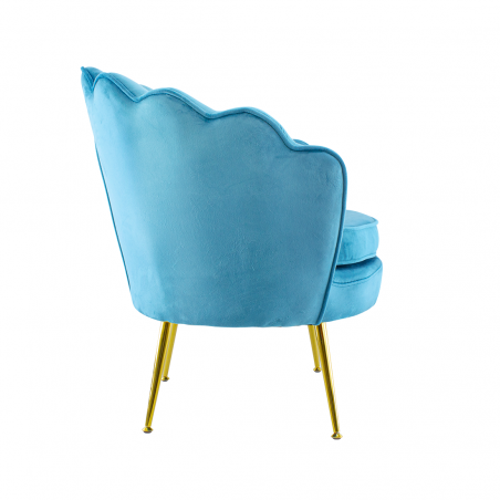 Poltrona Schienale a Conchiglia VENERE in Velluto Vintage Piedi Oro da Salotto