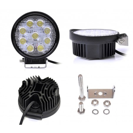 Faro led tondo per auto camion e barche off road impermeabile e resistente alla polvere 27 watt luce bianca