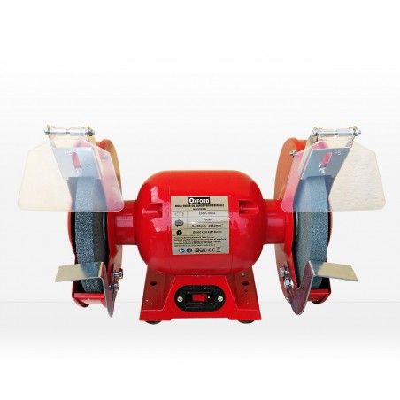 Smerigliatrice da banco mola doppio disco con 2 pietre 300 Watt 200 mm con schermo protettivo 