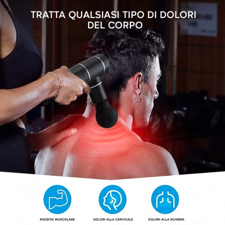 Pistola Massaggiante 63009 a Percussioni Ricaricabile Portatile con 4 Velocità