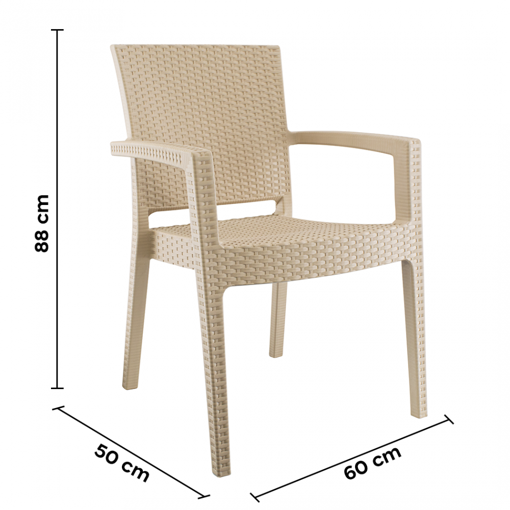 Set 4 Sedie NARCISO in Resina Effetto Rattan da...