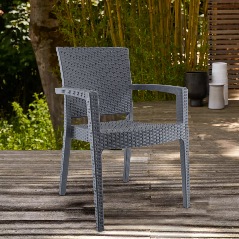 Set 4 Sedie NARCISO in Resina Effetto Rattan da...