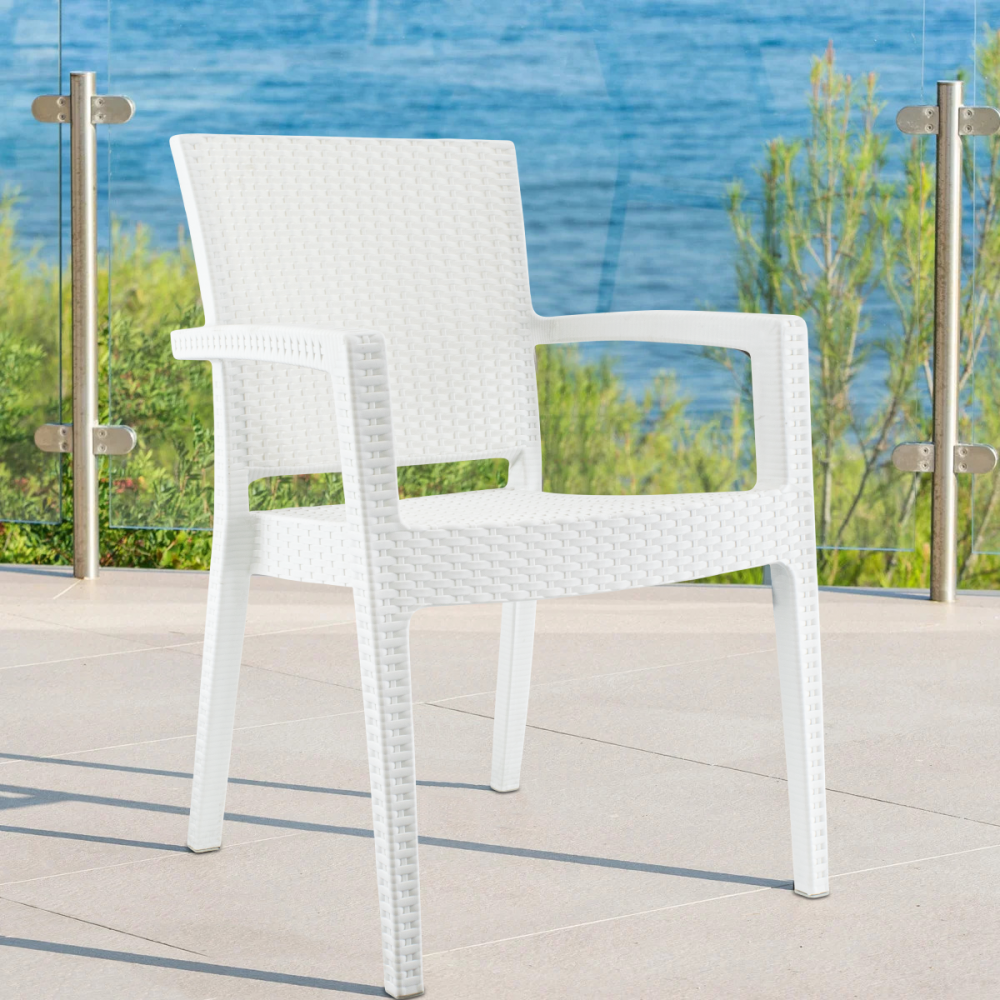 Set 4 Sedie NARCISO in Resina Effetto Rattan da...