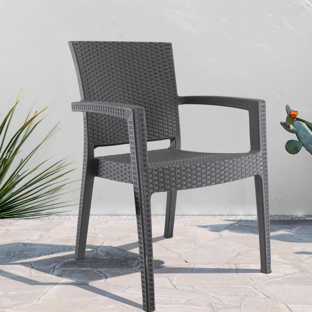 Set 6 Sedie NARCISO in Resina Effetto Rattan da...