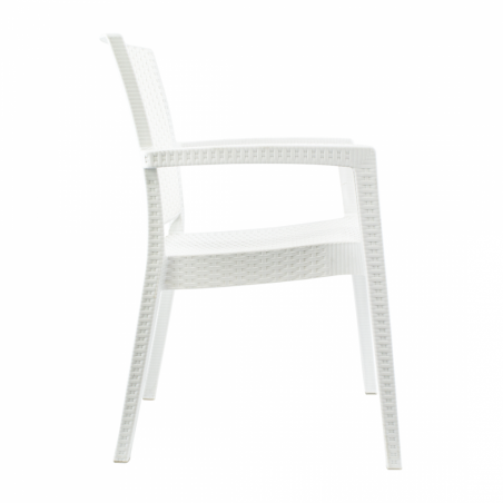 Set 6 Sedie NARCISO in Resina Effetto Rattan da Esterno Braccioli Impilabile