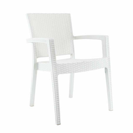 Set 6 Sedie NARCISO in Resina Effetto Rattan da Esterno Braccioli Impilabile