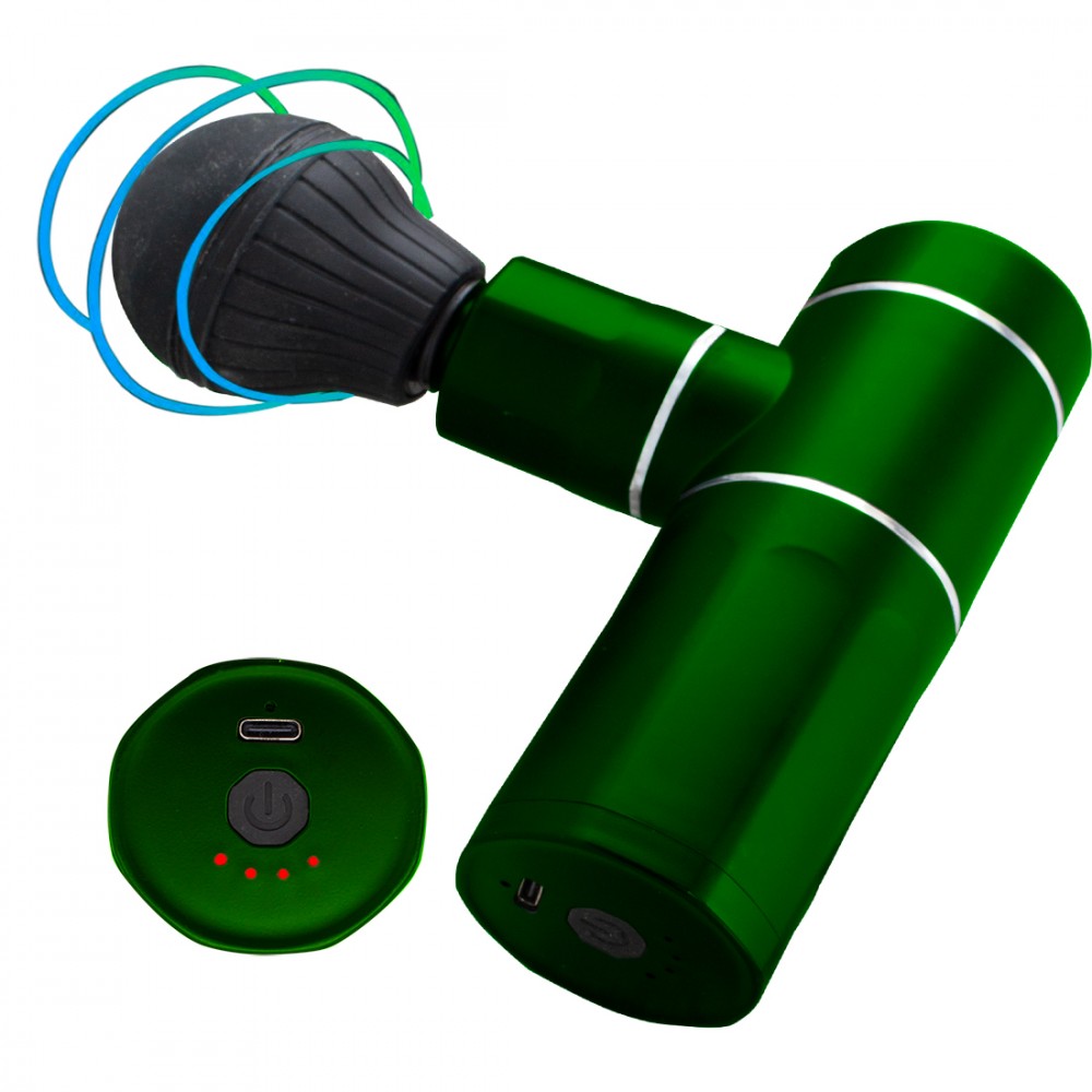 Pistola Massaggiante 63009 a Percussioni Ricaricabile Portatile con 4 Velocità Verde