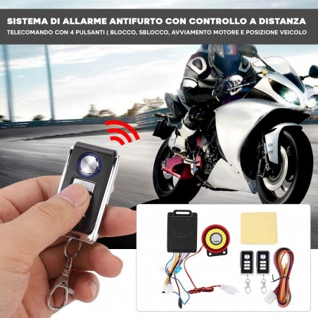 Allarme di Sicurezza per Motocicletta 003502 Antifurto per Moto Universale 12V