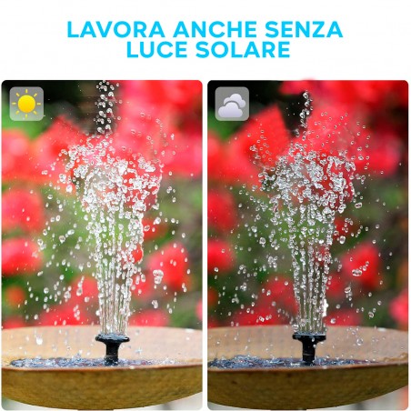 Fontana Ricarica Solare 292586 Pompa con Ugelli Galleggiante Decorativa Laghetto