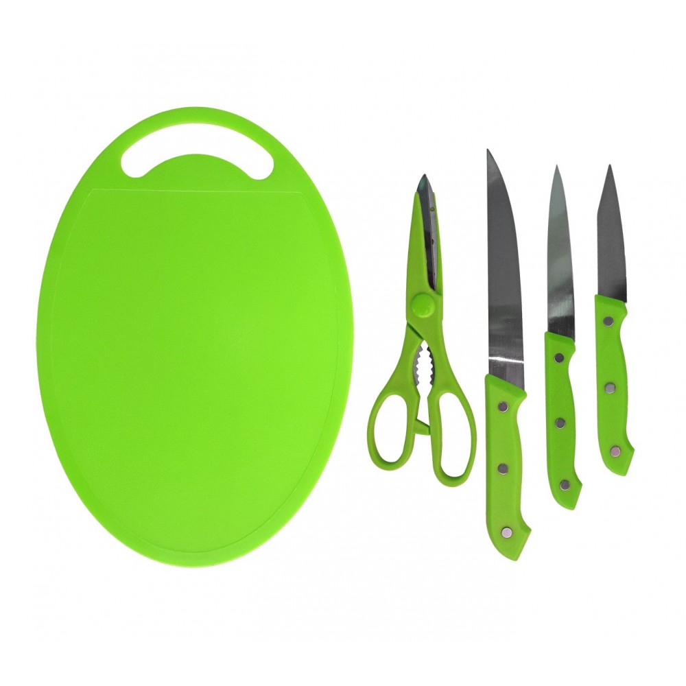 Set coltelli con forbice e tagliere in plastica colorati per dare colore alla tua cucina set da 5 pezzi