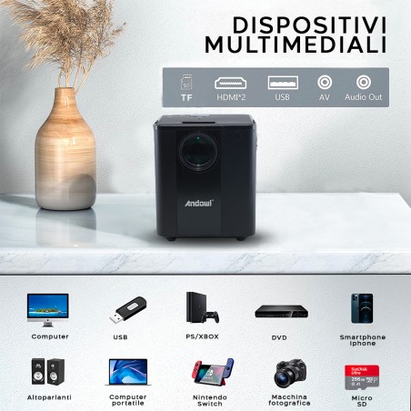Mini Proiettore WI-FI 321345 Ultra 4K Schermo da 27" Videoproiettore Portatile