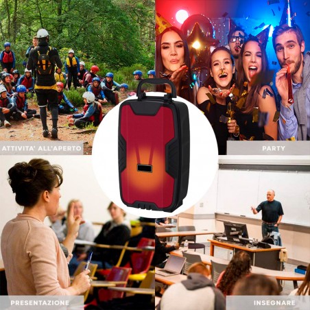 Cassa Bluetooth Amplificata Radio FM Portatile Batteria Ricaricabile e Microfono