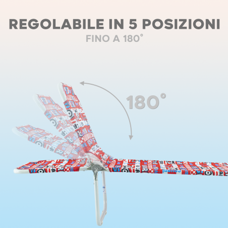 Lettino Mare Bambini COVERI Prendisole Pieghevole Sdraio in Metallo Regolabile