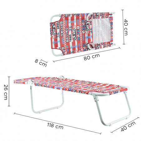 Lettino Mare Bambini COVERI Prendisole Pieghevole Sdraio in Metallo Regolabile