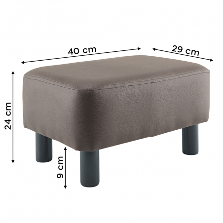 Poggiapiedi Pouf Rettangolare Ecopelle Piedini in Legno Sgabello Camera da Letto