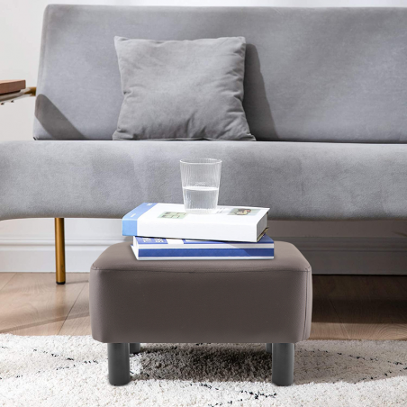 Poggiapiedi Pouf Rettangolare Ecopelle Piedini in Legno Sgabello Camera da Letto