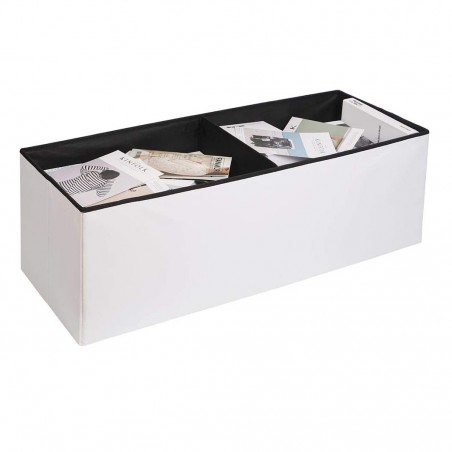 Pouf Contenitore Cassapanca Pieghevole Baule con Coperchio Imbottito in Ecopelle