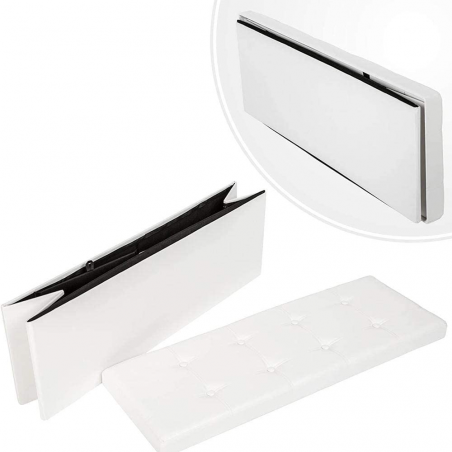 Pouf Contenitore Cassapanca Pieghevole Baule con Coperchio Imbottito in Ecopelle