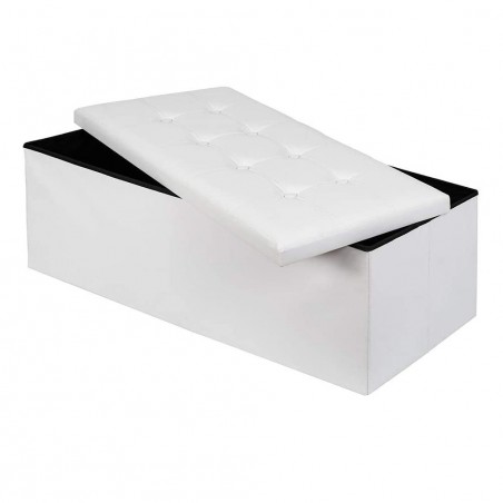 Pouf Contenitore Cassapanca Pieghevole Baule con Coperchio Imbottito in Ecopelle