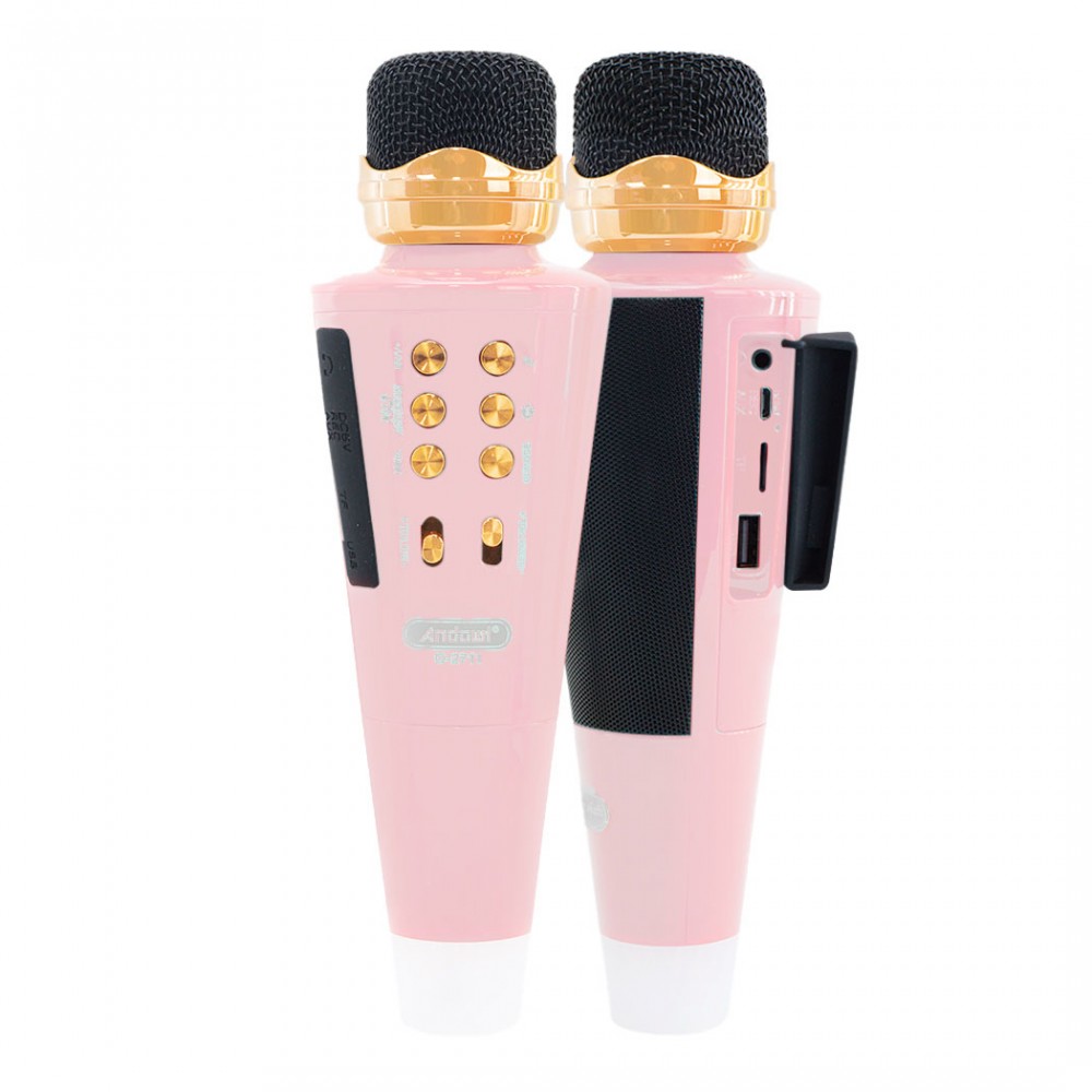 Image of Microfono Karaoke Wireless Q-2711 Speaker Musica Bluetooth con USB per Feste Rosa052