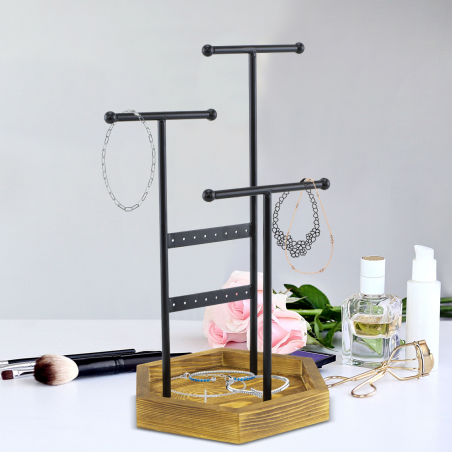 Portagioie Vassoio in Legno Espositore Gioielli Barre Collane Anelli Orecchini