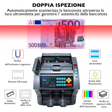 Macchina Conta Banconote Automatico Multi Valuta Rivelatore di Banconote False